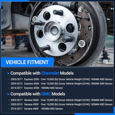 Autoround 515060 Front Wheel Bearing and Hub Assembly Compatible with Chevrolet GMC - Express 3500 & Savana 3500 2003-2017, Express 4500 & Savana 4500 2009-2017, 8-Lug w/ABS in Kuwait