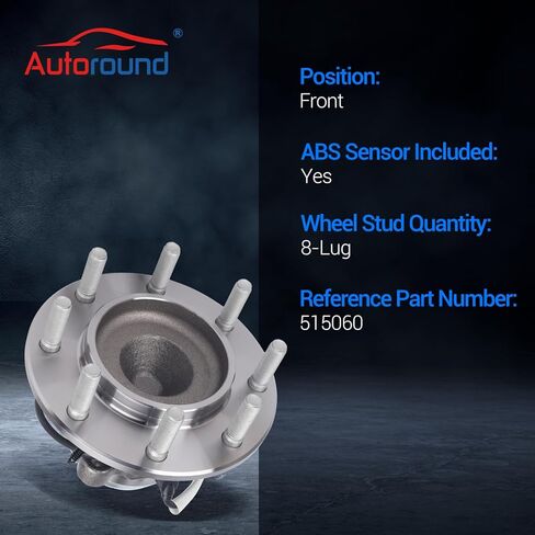 Autoround 515060 Front Wheel Bearing and Hub Assembly Compatible with Chevrolet GMC - Express 3500 & Savana 3500 2003-2017, Express 4500 & Savana 4500 2009-2017, 8-Lug w/ABS in Kuwait