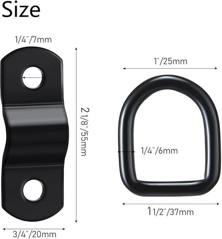 24 Pack D Rings Heavy Duty Tie Downs Anchor，1/4 Inch Steel D-Ring Trailer 700 Lbs D-Ring Bracket Mounting Plate for Ratchet Tie Down Straps Car Truck Bed Cargo Silver in Saudi Arabia