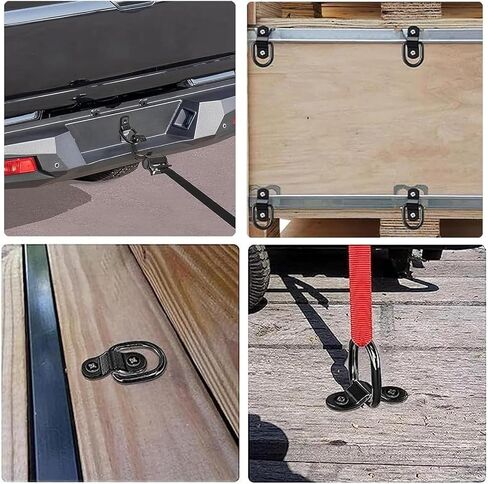 24 Pack D Rings Heavy Duty Tie Downs Anchor，1/4 Inch Steel D-Ring Trailer 700 Lbs D-Ring Bracket Mounting Plate for Ratchet Tie Down Straps Car Truck Bed Cargo Silver in Saudi Arabia