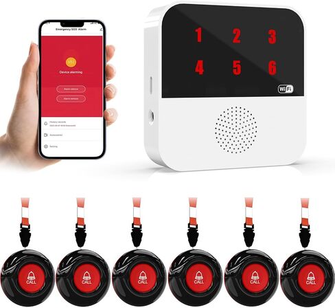 WiFi Smart Wireless Caregiver Pagers for Elderly Alert Button that Calls Cell Phone Caregiver Alert System with LED Number Display 2 SOS Call Button 1 Receiver(Only Supports 2.4GHz & No Monthly Fee) in Saudi Arabia