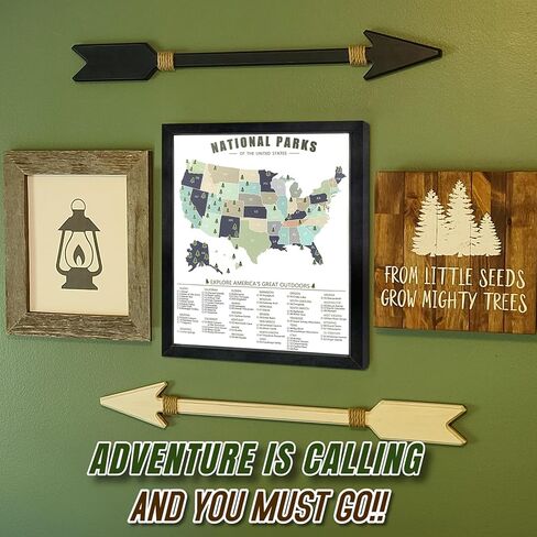 flinelife National Parks Map Checklist With Pins and Pen, 12X10, National Park Map, Perfect for National Parks Lovers, Hiker, Couples and Families Gift in Saudi Arabia
