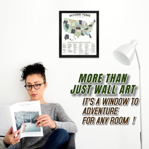 flinelife National Parks Map Checklist With Pins and Pen, 12X10, National Park Map, Perfect for National Parks Lovers, Hiker, Couples and Families Gift in Saudi Arabia