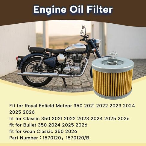 2 قطعة استبدال فلتر زيت المحرك مناسب لـ Royal Enfield Meteor 350/ Classic 350/ Bullet 350CC مناسب لـ Goan Classic 350 2021-2026 استبدال 1570120 فلتر زيت دراجة نارية in Kuwait
