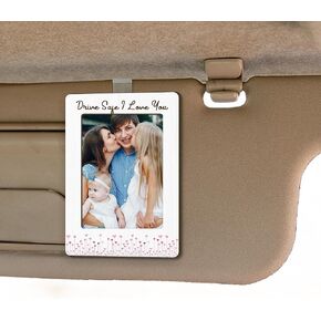 Drive Safe Visor Clip, Drive Safe I Love You Car Visor Picture Clip For Cars, Valentines Fathers Mothers Day Christmas Birthday Gifts For Women Men, Wooden Car Photo Holder Frame Accessories -02 in Saudi Arabia