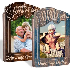 Personalized Car Visor Photo Frame Gift for Dad Grandpa Papa – Best Ever Drive Safe Daddy Clip – Custom Picture Holder for Rearview Sun Visor or Fridge Magnet – Father's Day or Birthday Gift in Saudi Arabia