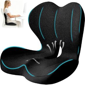 Lumbar Support Seat Cushion - Memory Foam Cushion for Office Chair, Car Seat, Airplane - Sciatica & Hip & Coccyx Pain Relief Desk Chair Cushion for Long Sitting Office Workers, Car Drivers in Saudi Arabia