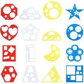 16 PCS Geometric Stencils Template, Colorful Shape Tracing Stencils Reusable Crafts Drawing Stencils for Simple Drawing Art Painting DIY Crafts in Saudi Arabia