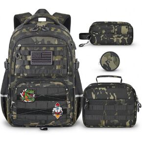 Boys Backpack with Lunch Box, 4 PCS Red Camo Large Capacity Elementary School Backpack | Back to School Bookbag for Kids, Boys & Teens in Kuwait