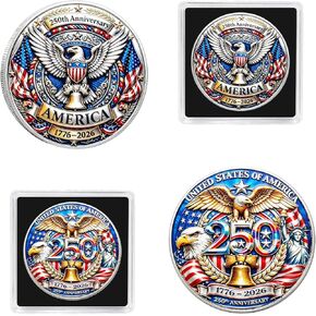 250 Anniversary Coin with Display Frame, United States Semiquincentennial Commemorative Challenge Token, Historical Independence Day Collection, Color for Veterans (1 Pcs B) in Saudi Arabia
