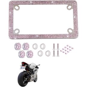 Fashion Motorcycle Premium Pink Bling License Plate Frames,Exclusive Bling Motorcycle License Plate Holder,Motorbike Rhinestone License Plate Covers(1PC) in Kuwait