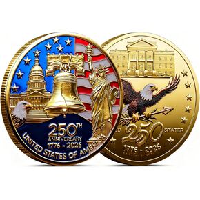 250th Anniversary Commemorative Coin 1776-2026 - Metal Challenge Coin with Liberty Bell, Capitol & Eagle Design - America 250 Merchandise Collectible for Veterans （1Pcs） in Saudi Arabia