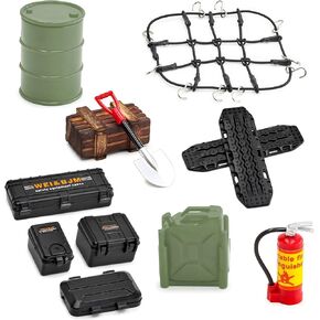 10/12PCS RC Crawler Accessories Set, 1/18 1/24 Scale Decoration Recovery Tool Kit RC Car Upgrades for 1:18/24 RC Car as Traxxas TRX-4M, Axial SCX24, FMS FCX24 (10, Black-1/18 1/24) in Saudi Arabia