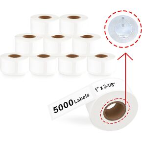 ملصقات عنوان الإرجاع الحرارية البيضاء - 10 بكرات (مع شريحة RFID)، مناسبة لـ Dymo 30336 (1 بوصة × 2-1/8 بوصة) متوافقة مع طابعات Dymo LabelWriter 550، 500 ملصق لكل لفة. in Kuwait