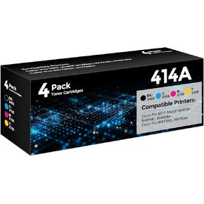 414A Toner Cartridges 4 Pack Compatible with HP 414A W2020A 414X W2020X Toner (with Chip) Works for Pro MFP M479fdw M454dw M454dn M455dn M479fdn Printer (4 Pack,1BK+1C+1M+1Y) in Saudi Arabia
