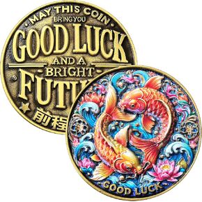 Good Luck Coin 1.57" Koi Fish Zinc Alloy with Protective Case – Feng Shui Fortune Token, Lotus Koi Pocket Charm for Graduation, New Job and Daily EDC in Saudi Arabia