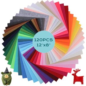 120 Pcs Felt Paper, 8x12 Inch Felt Sheets for Crafts, 1mm Colored Felt, 40 Assorted Colors Felt Squares, for DIY Craft Sewing Patchwork & Decoration in Saudi Arabia