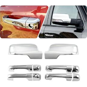 Chrome Mirror Cover Caps with Exterior Door Handle Covers Compatible with 2019-2024 Ram 1500, Without Smart Keyholes (4Door) in Saudi Arabia