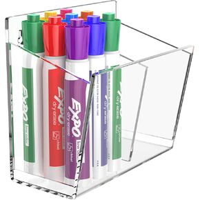 FUCDTEFC Wall Mount Marker Holder, Acrylic Dry Erase Marker Wall Holder, 3 Compartments Pencil Pen Dispenser Makeup Markers Holder Whiteboard Clear Organizer for Classroom Wall in Saudi Arabia