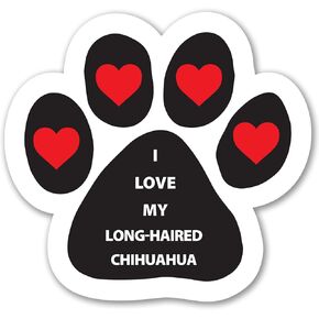 Magnet Me Up I Love My Long-Haired Chihuahua مغناطيس سيارة - ملصق مغناطيسي بيضاوي الشكل مقاس 4 × 6 بوصات للسيارات والشاحنات وهدايا سيارات الدفع الرباعي لمحبي الكلاب - مطبوع بالأشعة فوق البنفسجية بالألوان الكاملة، فينيل مقاوم للطقس، صنع في الولايات المتحدة in Kuwait