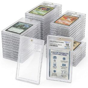 50 Pcs 35 Pt Acrylic Magnetic Card Holders, One Touch Graded Card Holders, Clear Hard Plastic Magnetic Card Cases for Sports Baseball Trading Card Storage and Display in Saudi Arabia