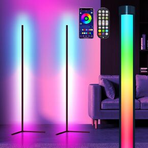 Corner Floor Lamp, 2 Pack LED Corner Lamp with App/Remote/Button Control, Smart RGB Floor Lamp with 16 Million DIY Colors & 68+ Scene, 300+ Scene, Music Sync for Living Room, Bedroom, Gaming Room in Saudi Arabia