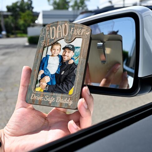 Personalized Car Visor Photo Frame Gift for Dad Grandpa Papa – Best Ever Drive Safe Daddy Clip – Custom Picture Holder for Rearview Sun Visor or Fridge Magnet – Father's Day or Birthday Gift in Saudi Arabia
