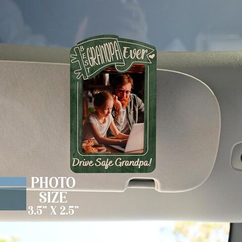 Personalized Car Visor Photo Frame Gift for Dad Grandpa Papa – Best Ever Drive Safe Daddy Clip – Custom Picture Holder for Rearview Sun Visor or Fridge Magnet – Father's Day or Birthday Gift in Saudi Arabia