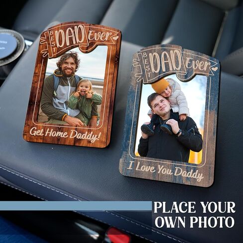 Personalized Car Visor Photo Frame Gift for Dad Grandpa Papa – Best Ever Drive Safe Daddy Clip – Custom Picture Holder for Rearview Sun Visor or Fridge Magnet – Father's Day or Birthday Gift in Saudi Arabia