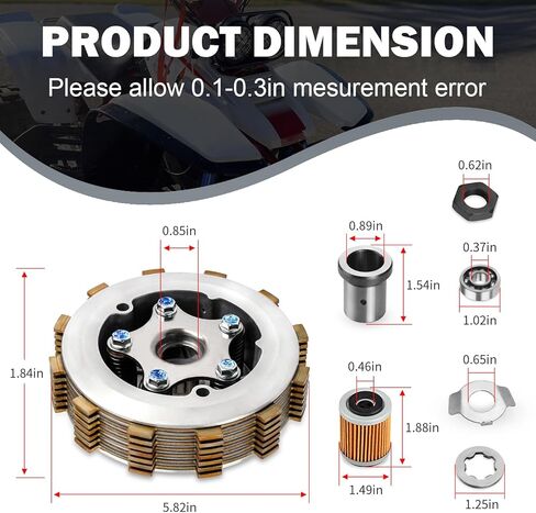 Clutch Kit Assembly w/Gasket for Yamaha Warrior 350 Raptor 350 Big Bear 350 MOTO-4 YFM350 1987-2013 in Kuwait