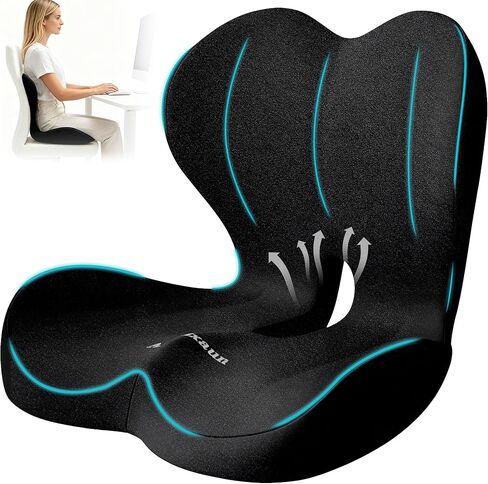 Lumbar Support Seat Cushion - Memory Foam Cushion for Office Chair, Car Seat, Airplane - Sciatica & Hip & Coccyx Pain Relief Desk Chair Cushion for Long Sitting Office Workers, Car Drivers in Saudi Arabia