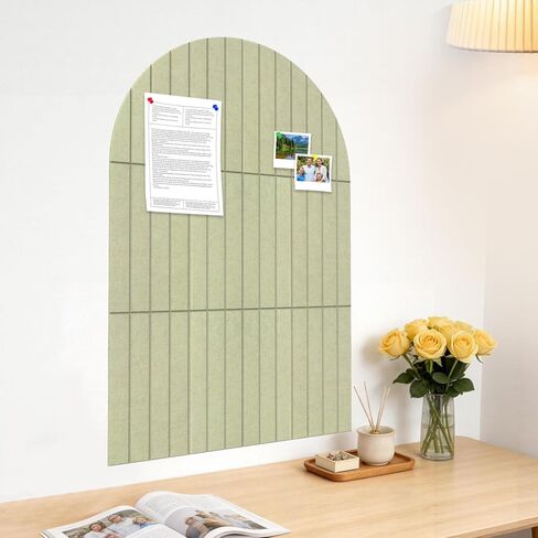 Large Arched Felt Bulletin Board 35" x 24",Cork Board Alternative - 6 Customized Felt Wall Tiles with Push Pins, Cork Boards for Walls Pin Board for Office & Home Panels - Sage Green in Saudi Arabia