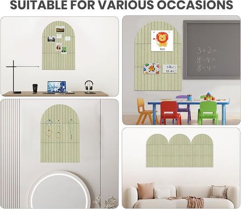 Large Arched Felt Bulletin Board 35" x 24",Cork Board Alternative - 6 Customized Felt Wall Tiles with Push Pins, Cork Boards for Walls Pin Board for Office & Home Panels - Sage Green in Saudi Arabia