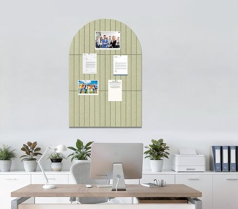 Large Arched Felt Bulletin Board 35" x 24",Cork Board Alternative - 6 Customized Felt Wall Tiles with Push Pins, Cork Boards for Walls Pin Board for Office & Home Panels - Sage Green in Saudi Arabia