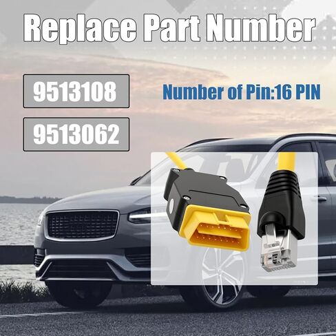 VOE OBD Ethernet Cable Compatible with Volvo Vehicles Based on SPA CMA Platform 2016+,6.6 Ft RJ45 OBD Cable Compatible with VIDA PC Software or Third-Party Software Replace For 9513108 9513062 in Kuwait