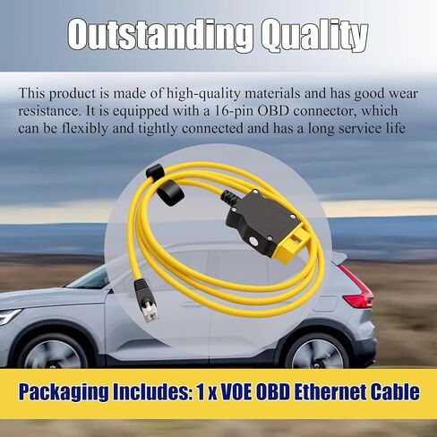 VOE OBD Ethernet Cable Compatible with Volvo Vehicles Based on SPA CMA Platform 2016+,6.6 Ft RJ45 OBD Cable Compatible with VIDA PC Software or Third-Party Software Replace For 9513108 9513062 in Kuwait