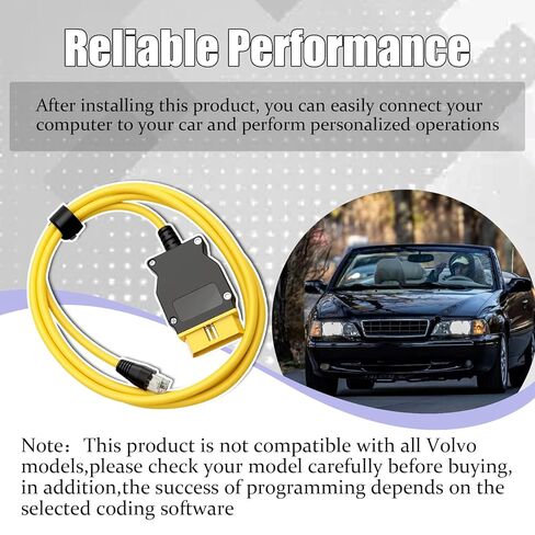 VOE OBD Ethernet Cable Compatible with Volvo Vehicles Based on SPA CMA Platform 2016+,6.6 Ft RJ45 OBD Cable Compatible with VIDA PC Software or Third-Party Software Replace For 9513108 9513062 in Kuwait