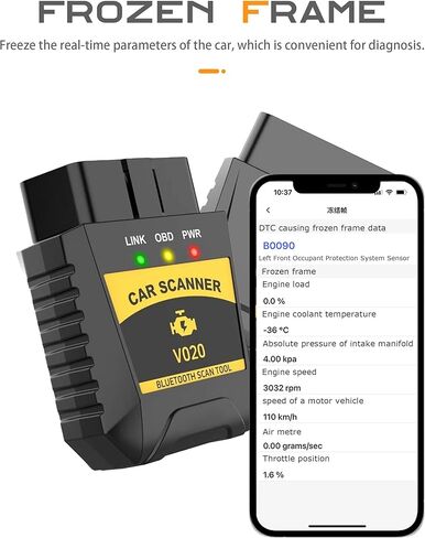 SCUARI Fixed Car Diagnostic Scanner,OBD2 Scanner Bluetooth,Car Accessories,Clear/Reset Vehicle Engine Error Code Reader Diagnostic Tool,Auto Diagnostic Scan Tool,Suitable for iPhone iOS Android in Kuwait