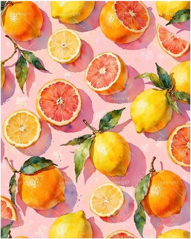 Fruit Pattern Paint by Numbers Kit for Adults - DIY Colorful Citrus and Lemons on Pink Background Painting on Canvas 12x16In, Framed Acrylic Paint Set,Suitable for Beginners,Art for Decoration in Saudi Arabia