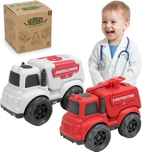 Drefirsa Toddler Car Toy for 1-3 Year Old, Dump Truck and Mixer Cement Truck Set, BPA Free, Phthalates Free PVC, Birthday for 2 3 4 Year Old Boys Girls, Indoor Outdoor Play in Saudi Arabia