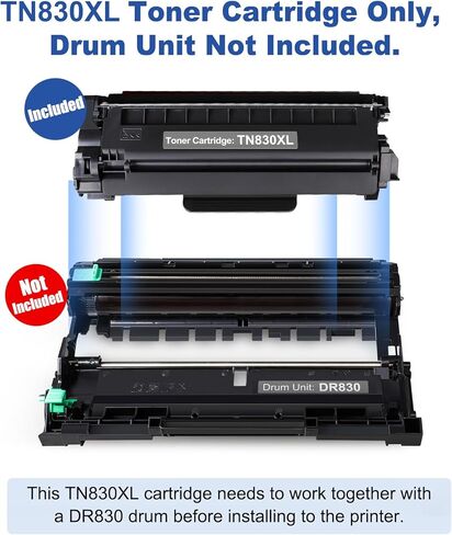 TN830XL Black Toner Cartridge Ink for HL-L2460DW Printer Replacement for Brother TN830 XL TN830 TN-830 Toner Set for DCP-L2640DW HL-L2460DWXL HL-L2405W MFC-L2820DW MFC-L2820DWXL, 2PK (with Chip) in Saudi Arabia