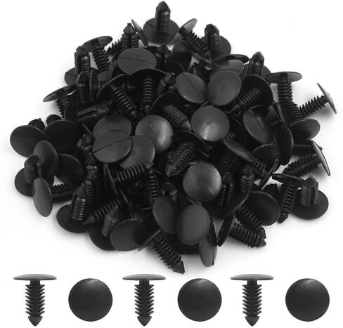 MANSHU 200 Pcs Black Plastic Push Clip Fasteners, 7mm Hole Size, Universal Automotive Body Clips in Saudi Arabia
