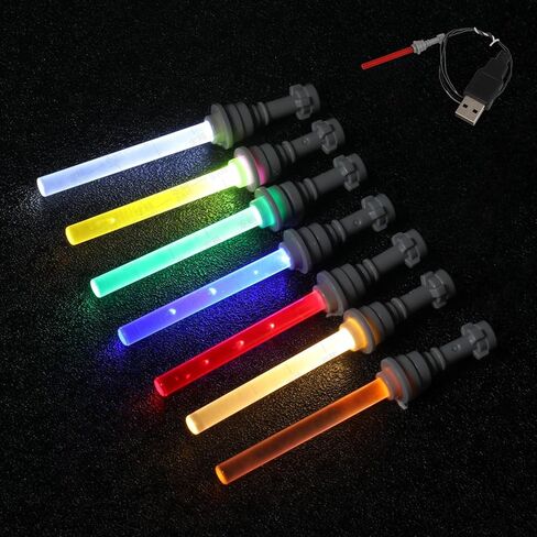 7Pcs Light Sword Set, Compatible with Building Block Models, USB Powered Light Sword Accessories for DIY Bricks in Kuwait