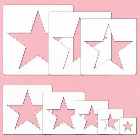 8 PCS Large Star Stencils Drawing Painting Spraying Airbrushing Template Stencil, Different Sizes,Plastic Stencils for Painting DIY Craft Walls Wood Paper Art Projects Home Decoration (Star Shapes) in Kuwait