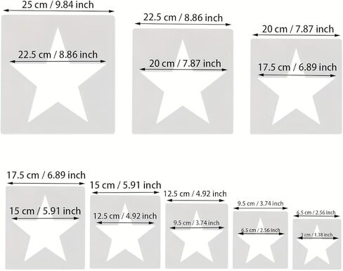 8 PCS Large Star Stencils Drawing Painting Spraying Airbrushing Template Stencil, Different Sizes,Plastic Stencils for Painting DIY Craft Walls Wood Paper Art Projects Home Decoration (Star Shapes) in Kuwait
