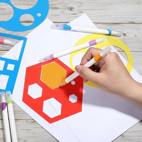 16 PCS Geometric Stencils Template, Colorful Shape Tracing Stencils Reusable Crafts Drawing Stencils for Simple Drawing Art Painting DIY Crafts in Saudi Arabia