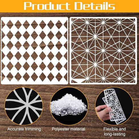 Molain 16 Pcs Geometric Stencils, Reusable Texture Painting Stencils for Crafts, Layering Templates for Wood, Wall, Furniture, Fabric, Canvas Decor in Kuwait
