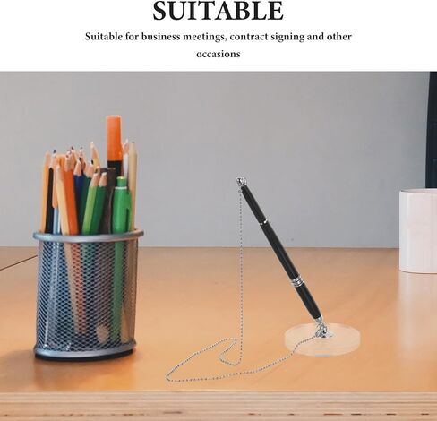 قلم قاعدة كريستال لسطح المكتب من Housoutil مع سلسلة قلم استقبال مكتبي باللونين الأسود والفضي لتوقيع كتب الضيوف لاستخدام الأعمال والفنادق in Kuwait