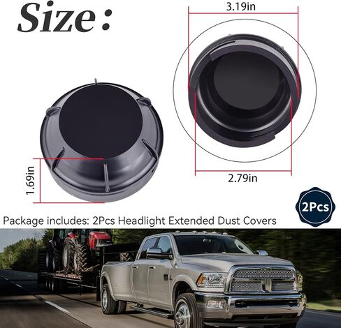 قطعتان من غطاء الغبار الأمامي الممتد متوافق مع 2012 2013 2014 2015 2016 2017 2018 Ram 1500/2500 / 3500، للمصابيح الأمامية ذات النمط LED/مصابيح Highbeam فقط (2) in Kuwait