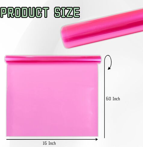 QianBao 16 Inch x 60 Inch Headlight Taillight Fog Lights Vinyl Tint Film Self-Adhesive Car Light Protective Vinyl Film Sticker Cover Pink in Kuwait
